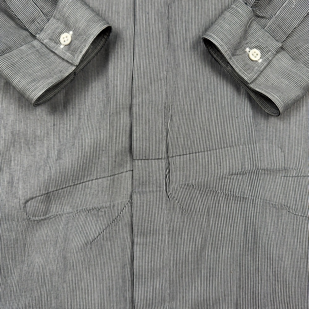 Vintage Versace V2 Shirt Mens Large 17 Black Striped Made USA Cotton Classic 90s - Picture 3 of 12